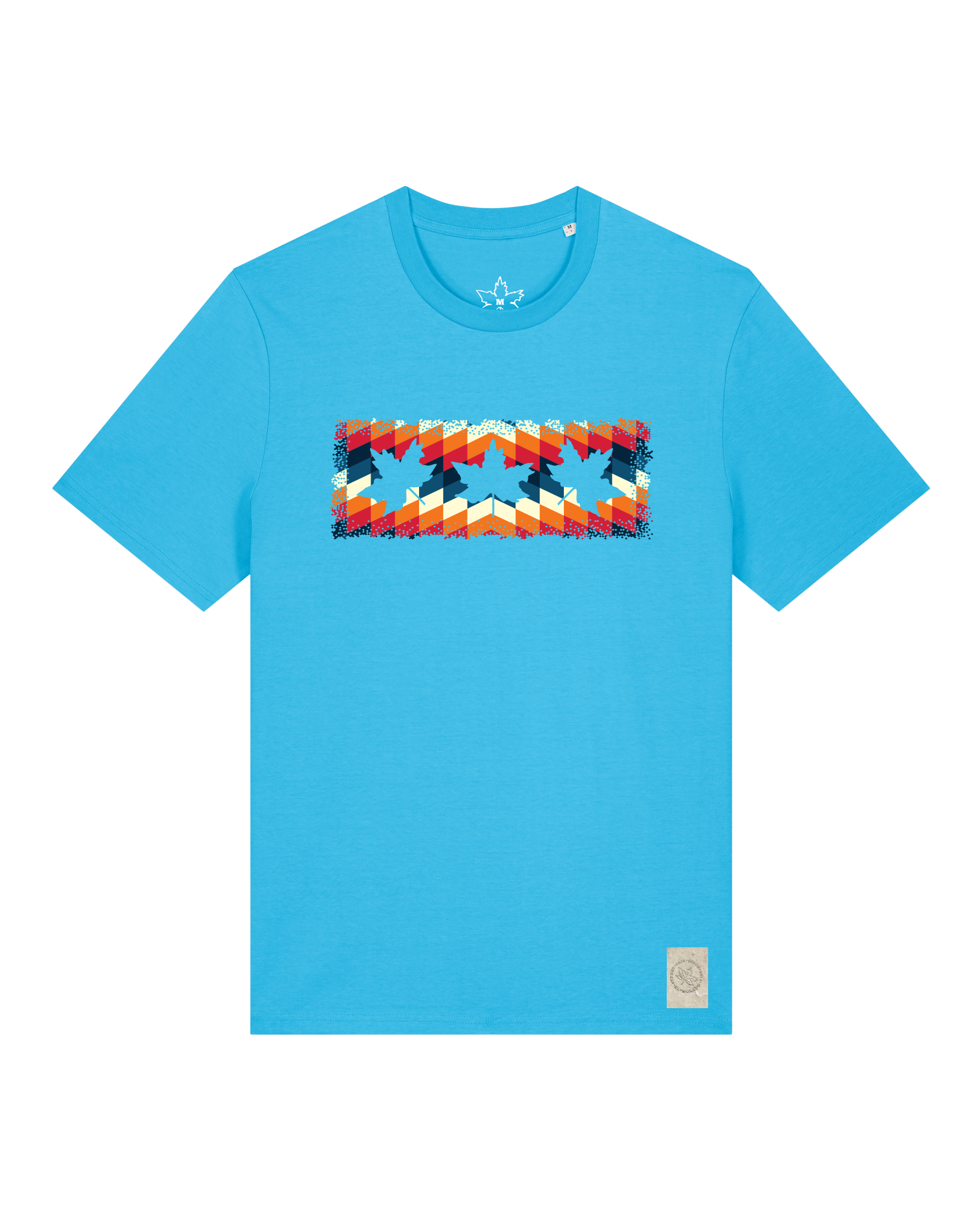 bio-unisex-medium fit-tshirt-t(h)ree leafes drift 4-sttu169-wasserblau-front