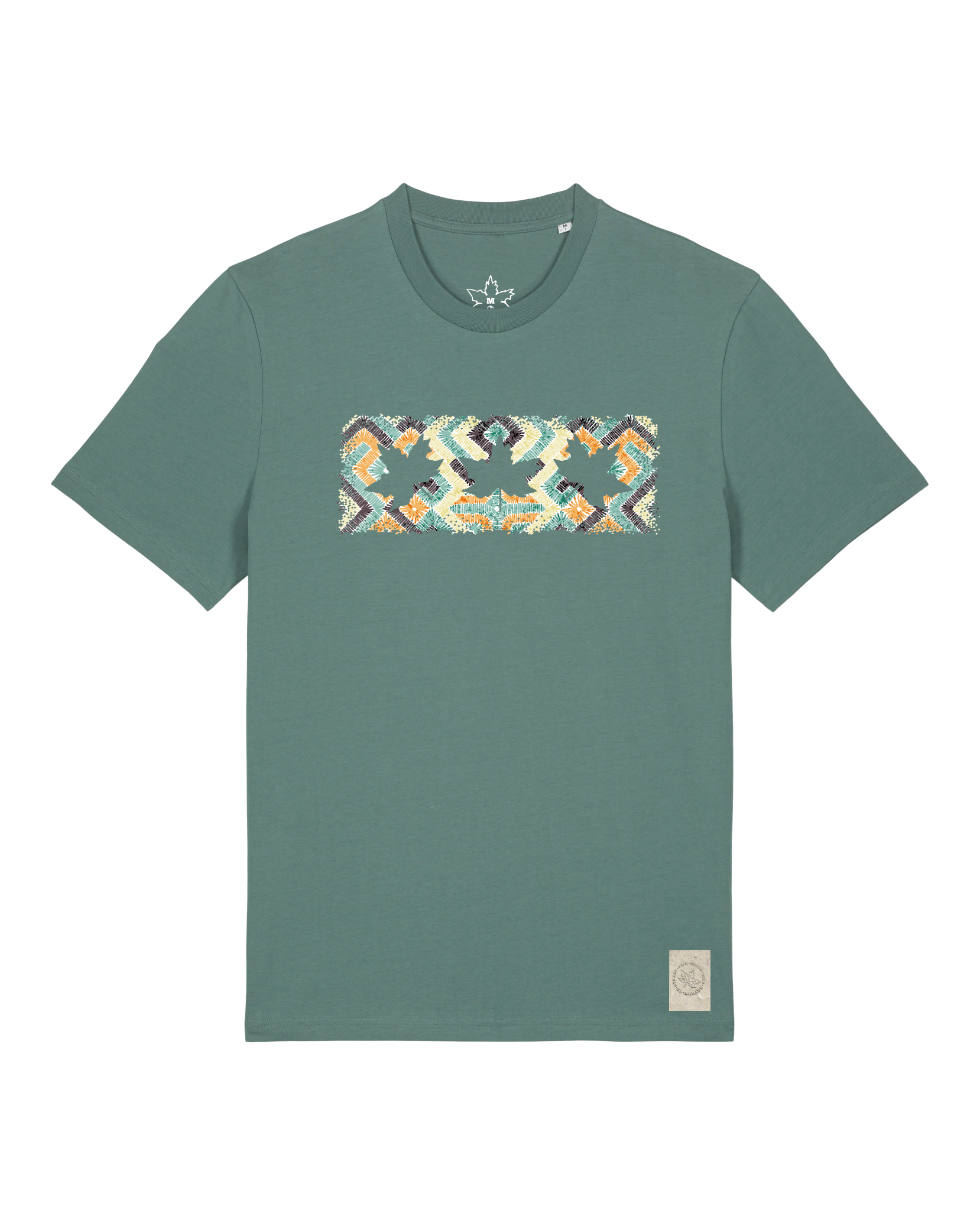 bio-unisex-medium fit-tshirt-t(h)ree leafes drift 5-sttu169-blautanne-front