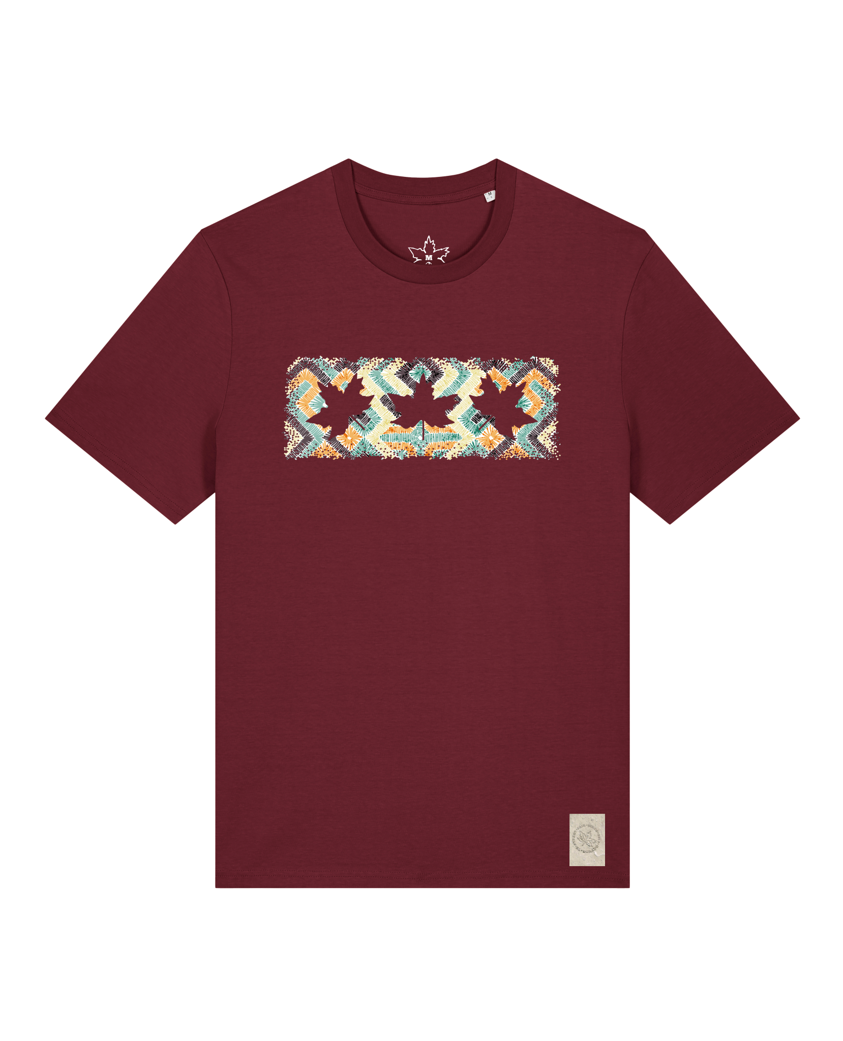 bio-unisex-medium fit-tshirt-t(h)ree leafes drift 5-sttu169-burgunder rot-front