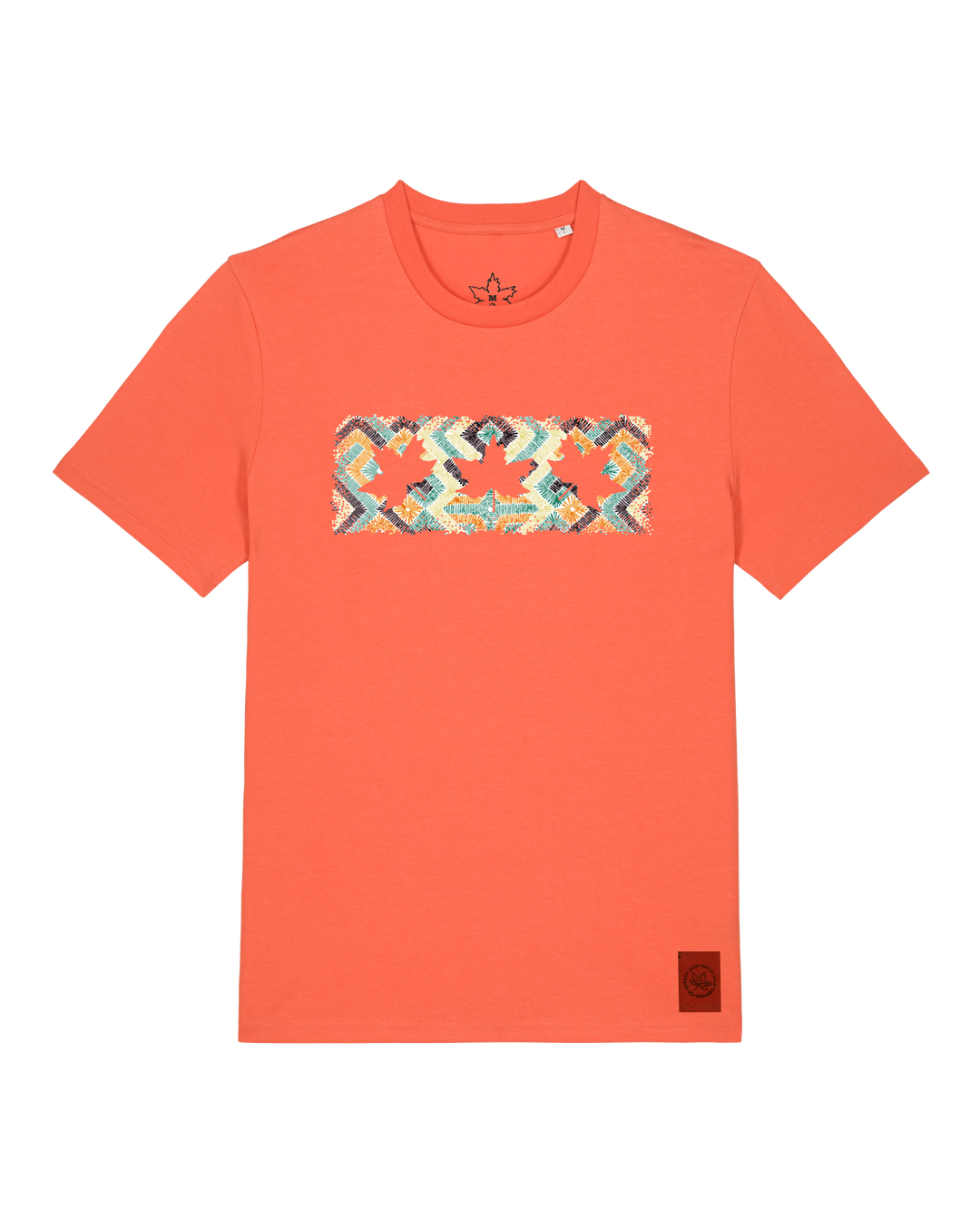 bio-unisex-medium fit-tshirt-t(h)ree leafes drift 5-sttu169-mandarine-front