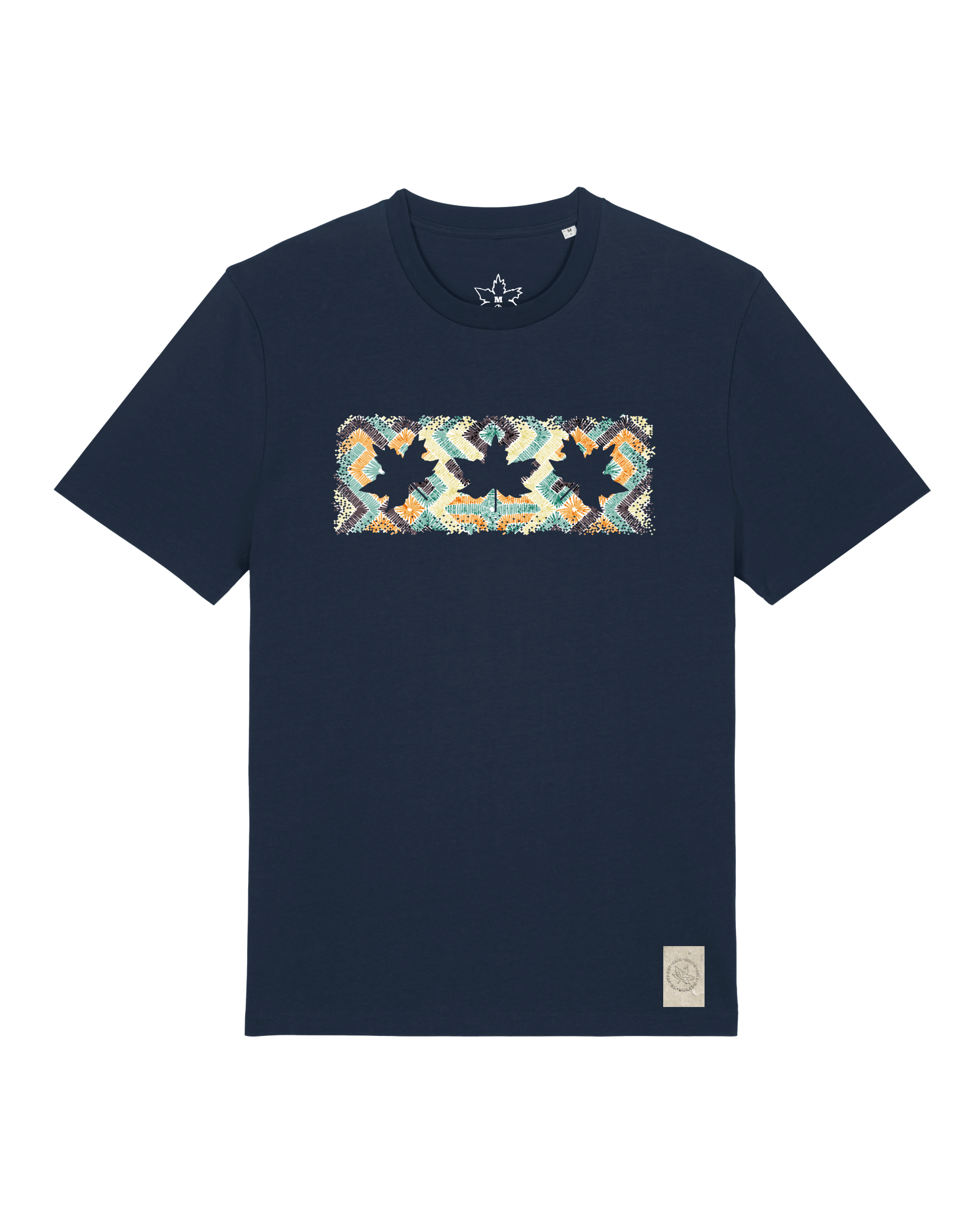 bio-unisex-medium fit-tshirt-t(h)ree leafes drift 5-sttu169-marine-front