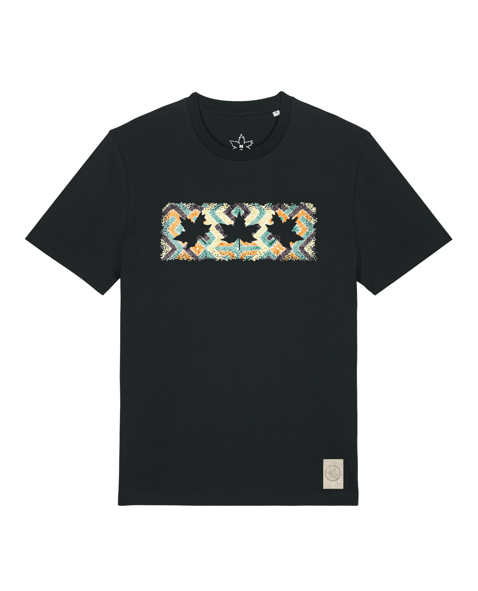 bio-unisex-medium fit-tshirt-t(h)ree leafes drift 5-sttu169-schwarz-front