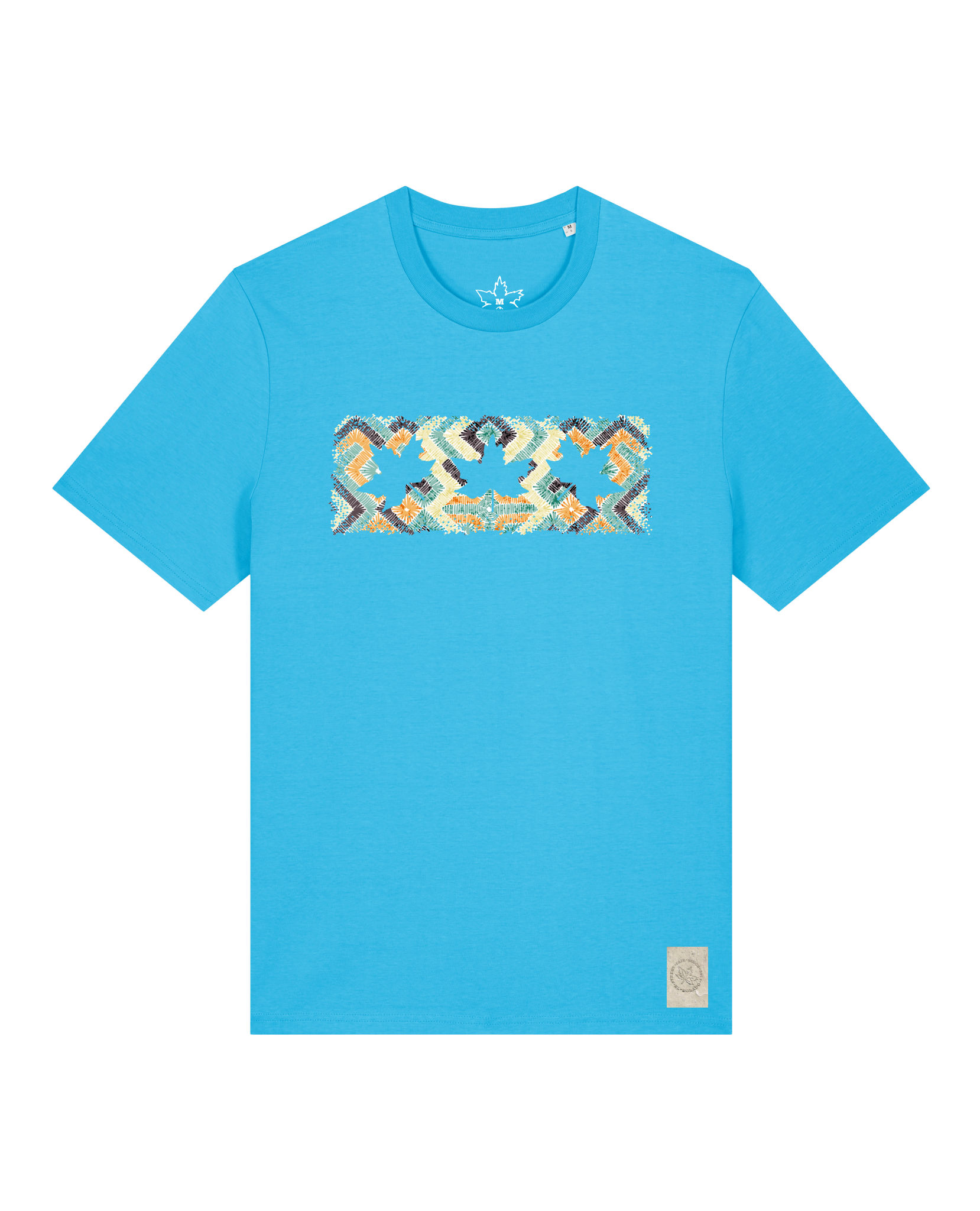 bio-unisex-medium fit-tshirt-t(h)ree leafes drift 5-sttu169-wasserblau-front