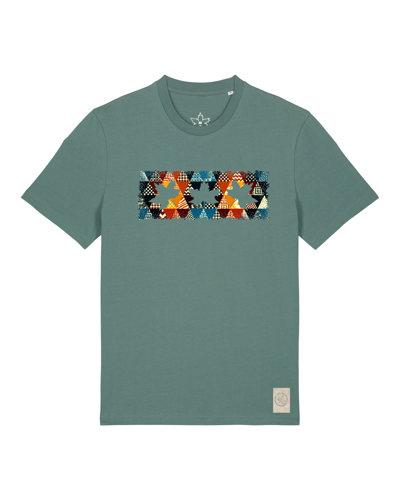 bio-unisex-medium fit-tshirt-t(h)ree leafes drift 6-sttu169-blautanne-front