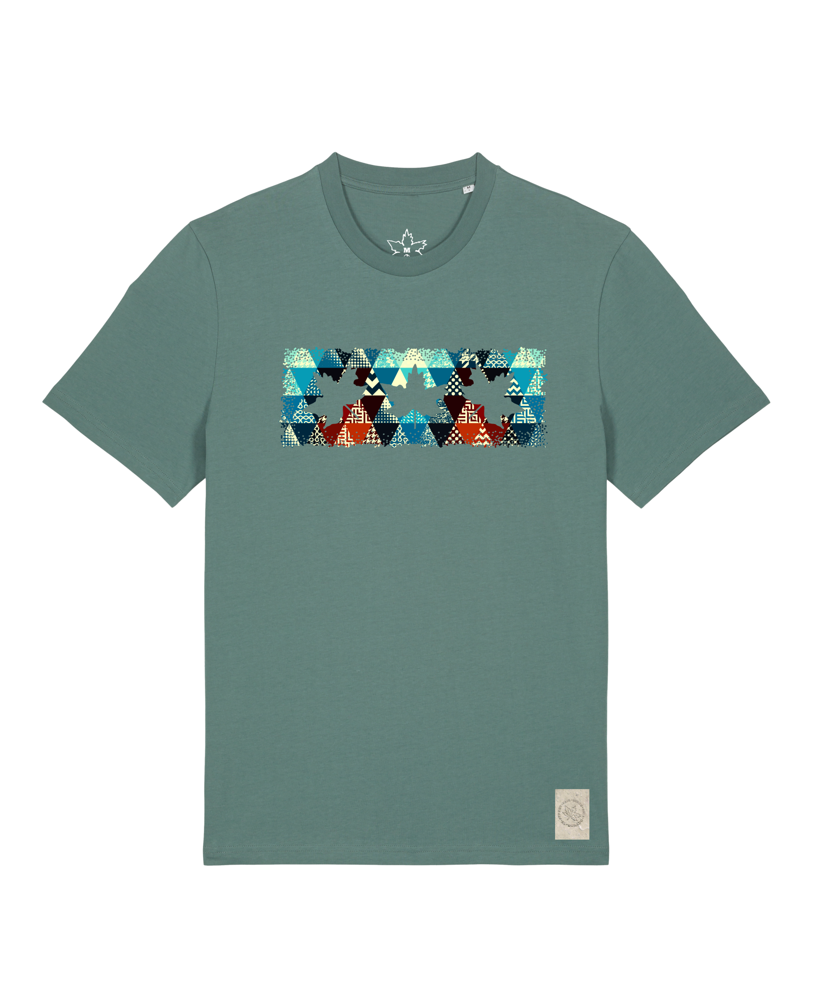 bio-unisex-medium fit-tshirt-t(h)ree leafes drift 7-sttu169-blautanne-front