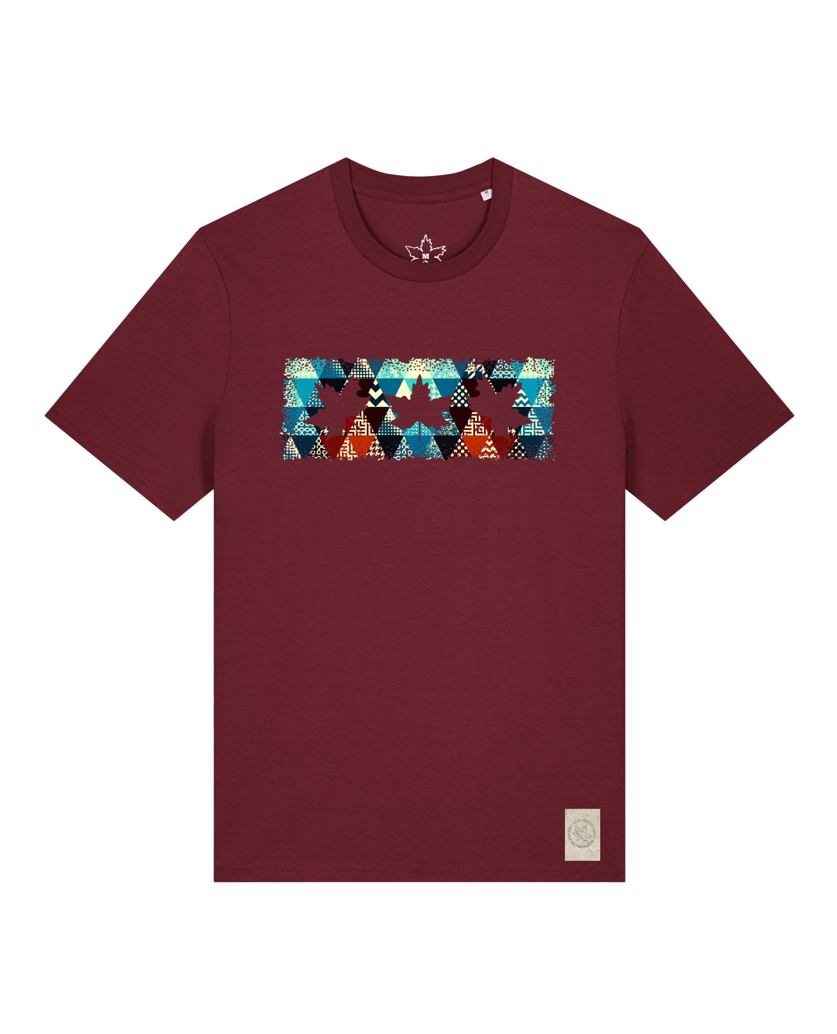 bio-unisex-medium fit-tshirt-t(h)ree leafes drift 7-sttu169-burgunder rot-front