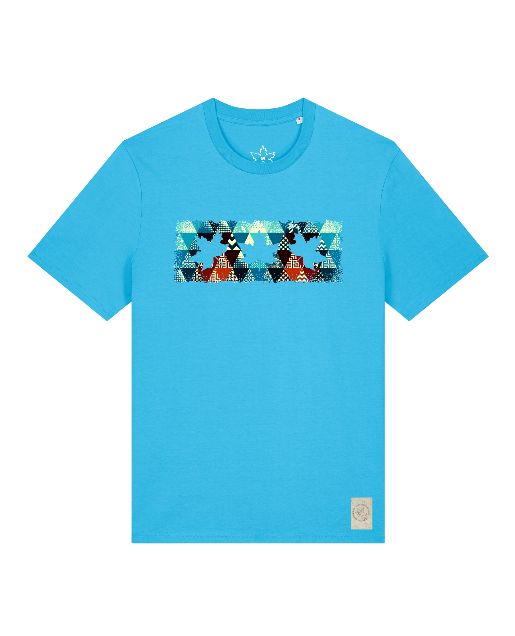 bio-unisex-medium fit-tshirt-t(h)ree leafes drift 7-sttu169-wasserblau-front