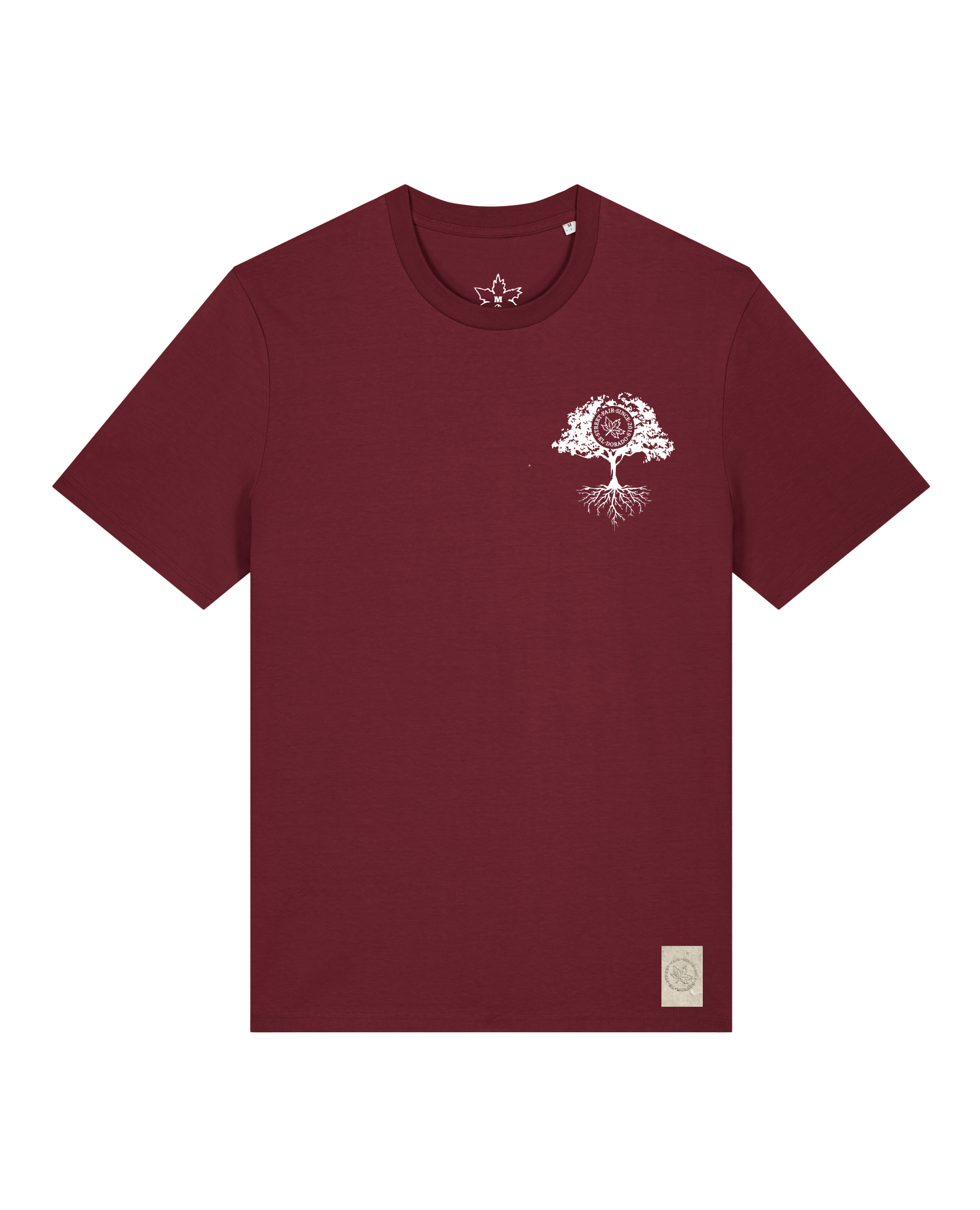 bio-unisex-medium fit-tshirt-verstecken (backprint)-sttu169-burgunder rot-front