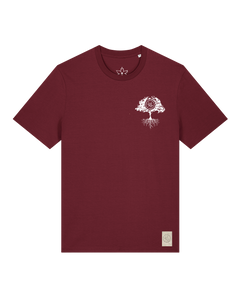 bio-unisex-medium fit-tshirt-verstecken (backprint)-sttu169-burgunder rot-front