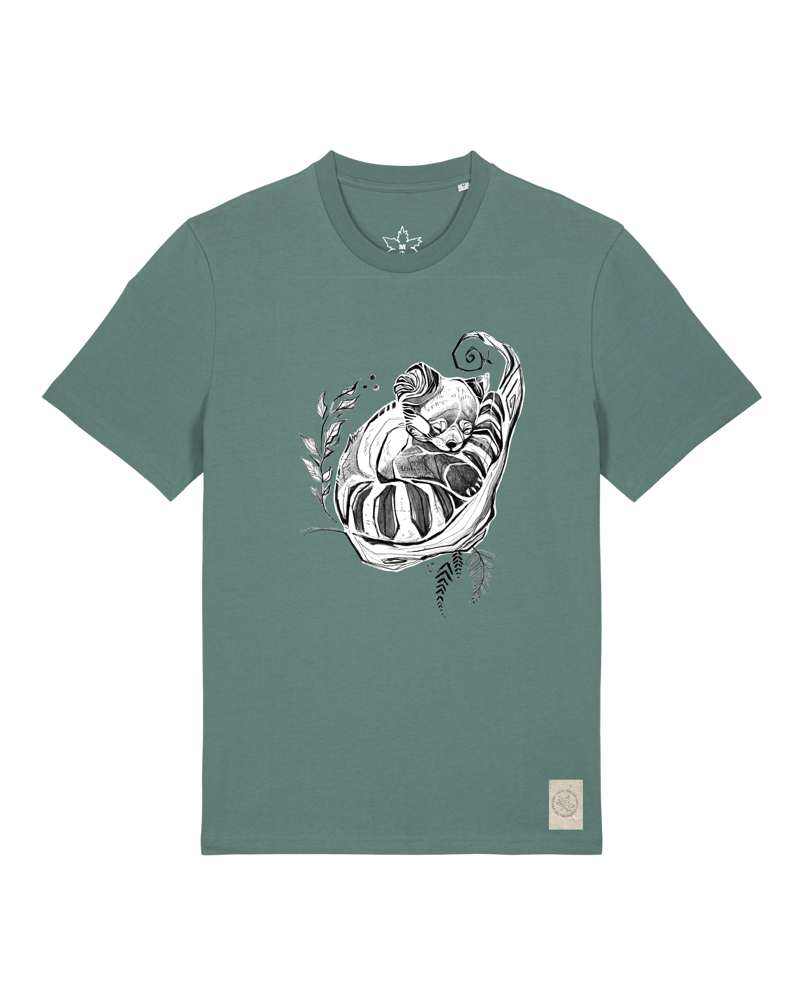 bio-unisex-medium fit-tshirt-waschbärchen-sttu169-blautanne-front