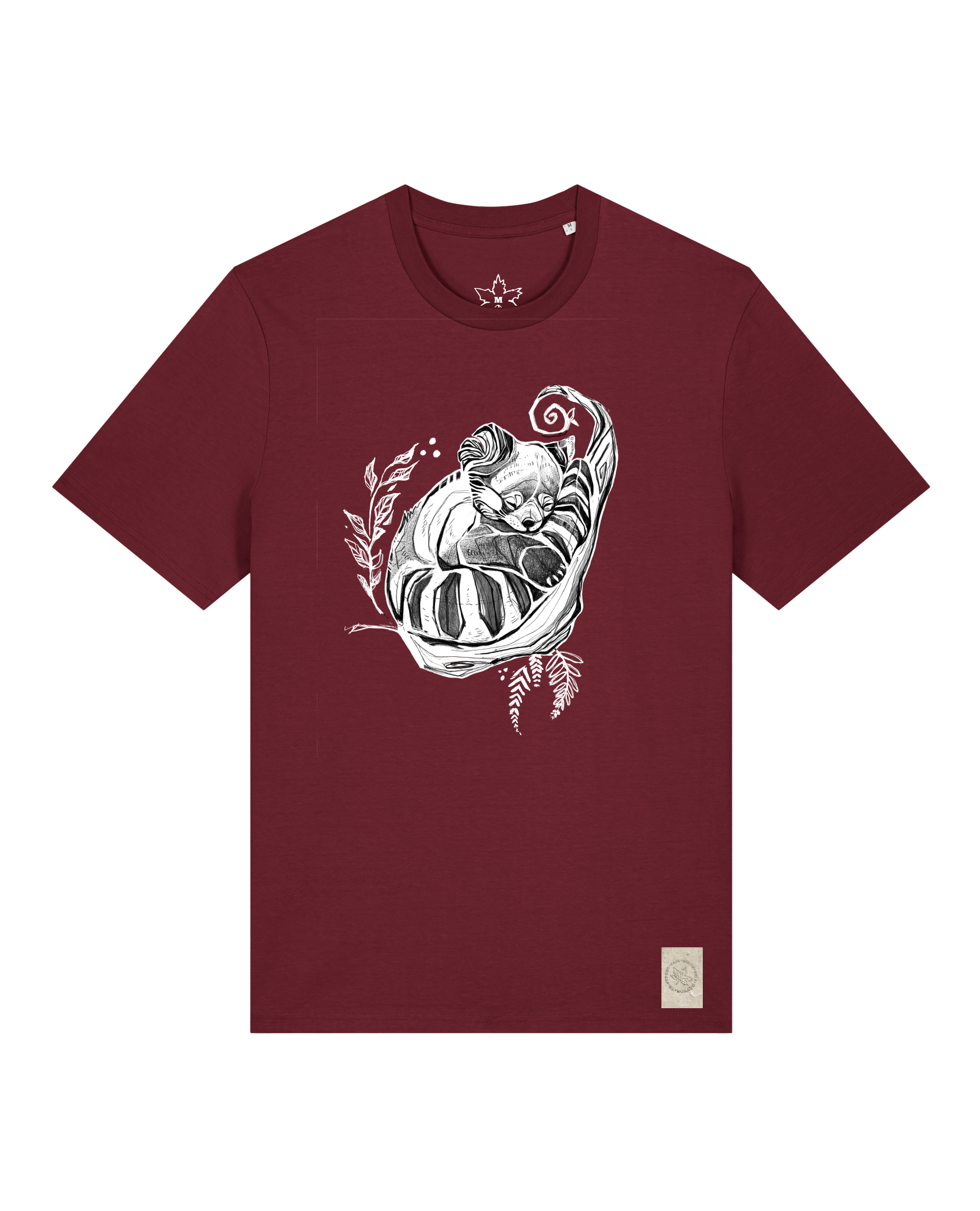 bio-unisex-medium fit-tshirt-waschbärchen-sttu169-burgunder rot-front