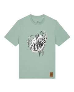 bio-unisex-medium fit-tshirt-waschbärchen-sttu169-eukalyptus-front