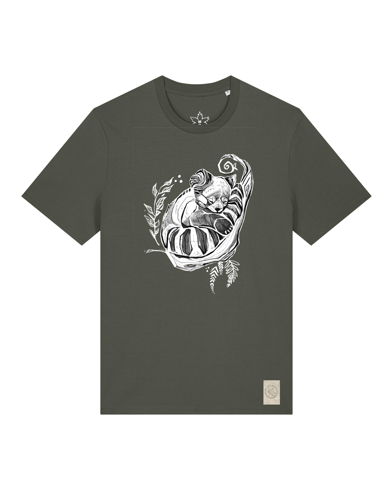 bio-unisex-medium fit-tshirt-waschbärchen-sttu169-grunkohl-front