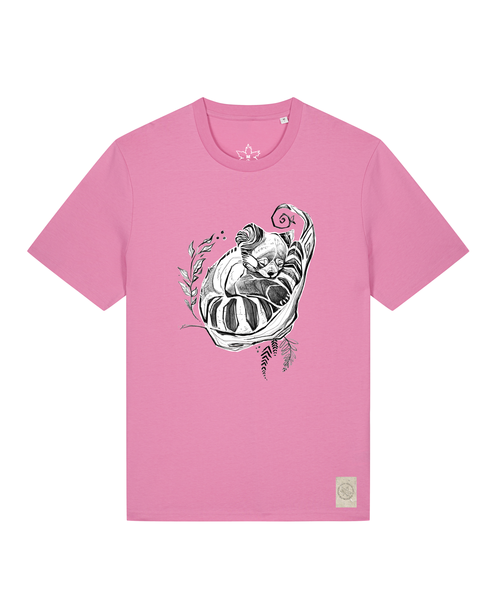 bio-unisex-medium fit-tshirt-waschbärchen-sttu169-kaugummi-front