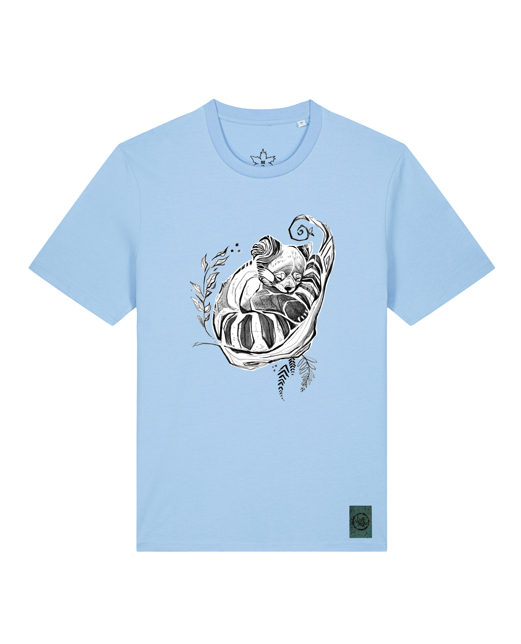 bio-unisex-medium fit-tshirt-waschbärchen-sttu169-lagune-front