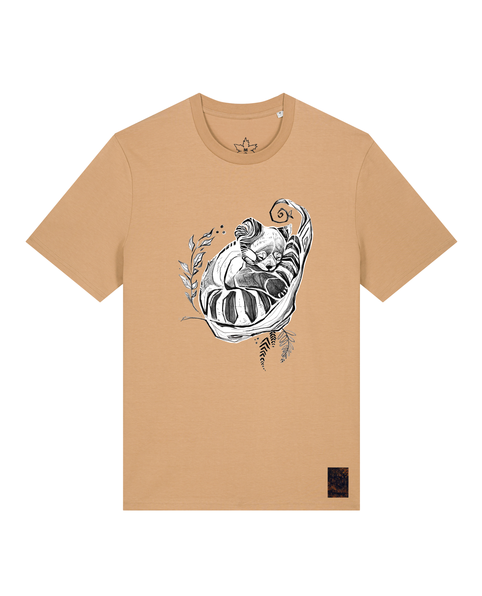 bio-unisex-medium fit-tshirt-waschbärchen-sttu169-meersand-front