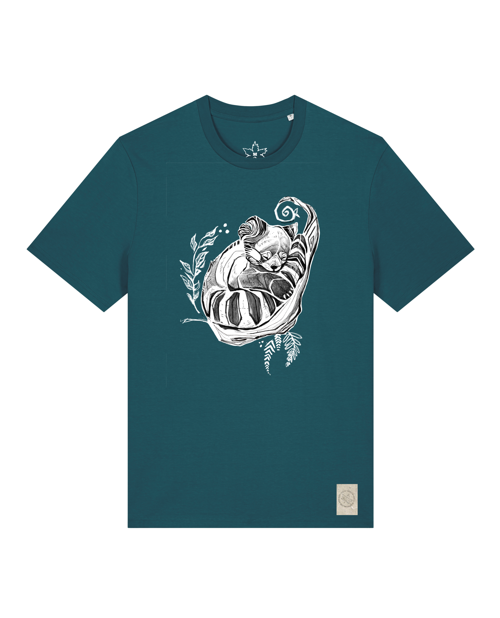 bio-unisex-medium fit-tshirt-waschbärchen-sttu169-nordmanntanne-front