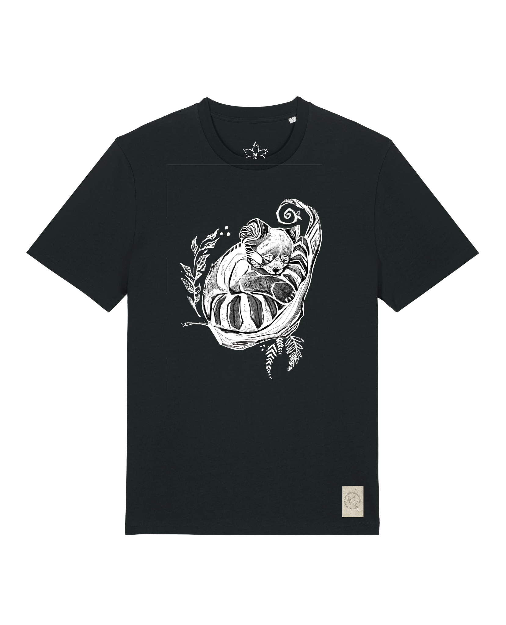 bio-unisex-medium fit-tshirt-waschbärchen-sttu169-schwarz-front