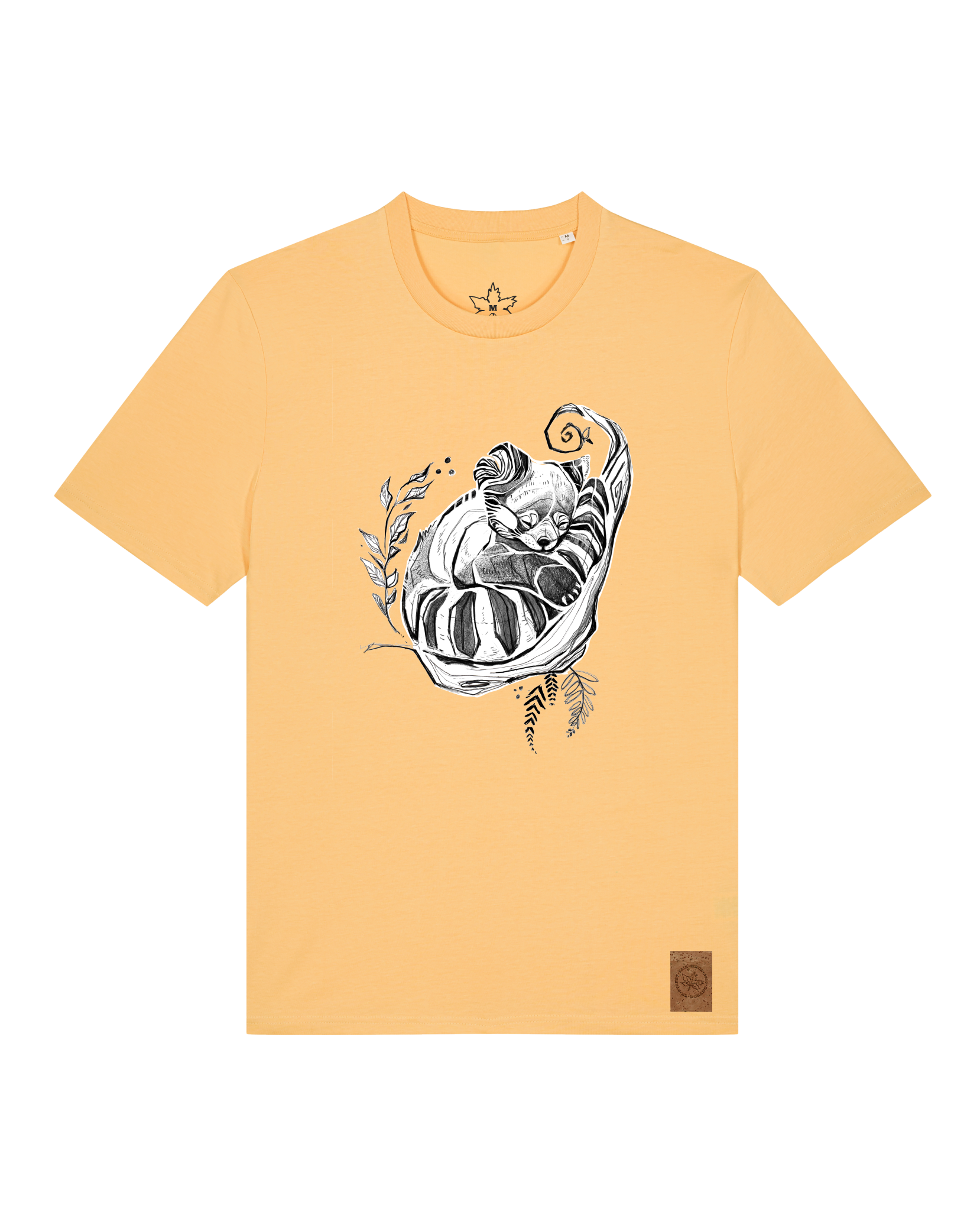 bio-unisex-medium fit-tshirt-waschbärchen-sttu169-senfkorn-front