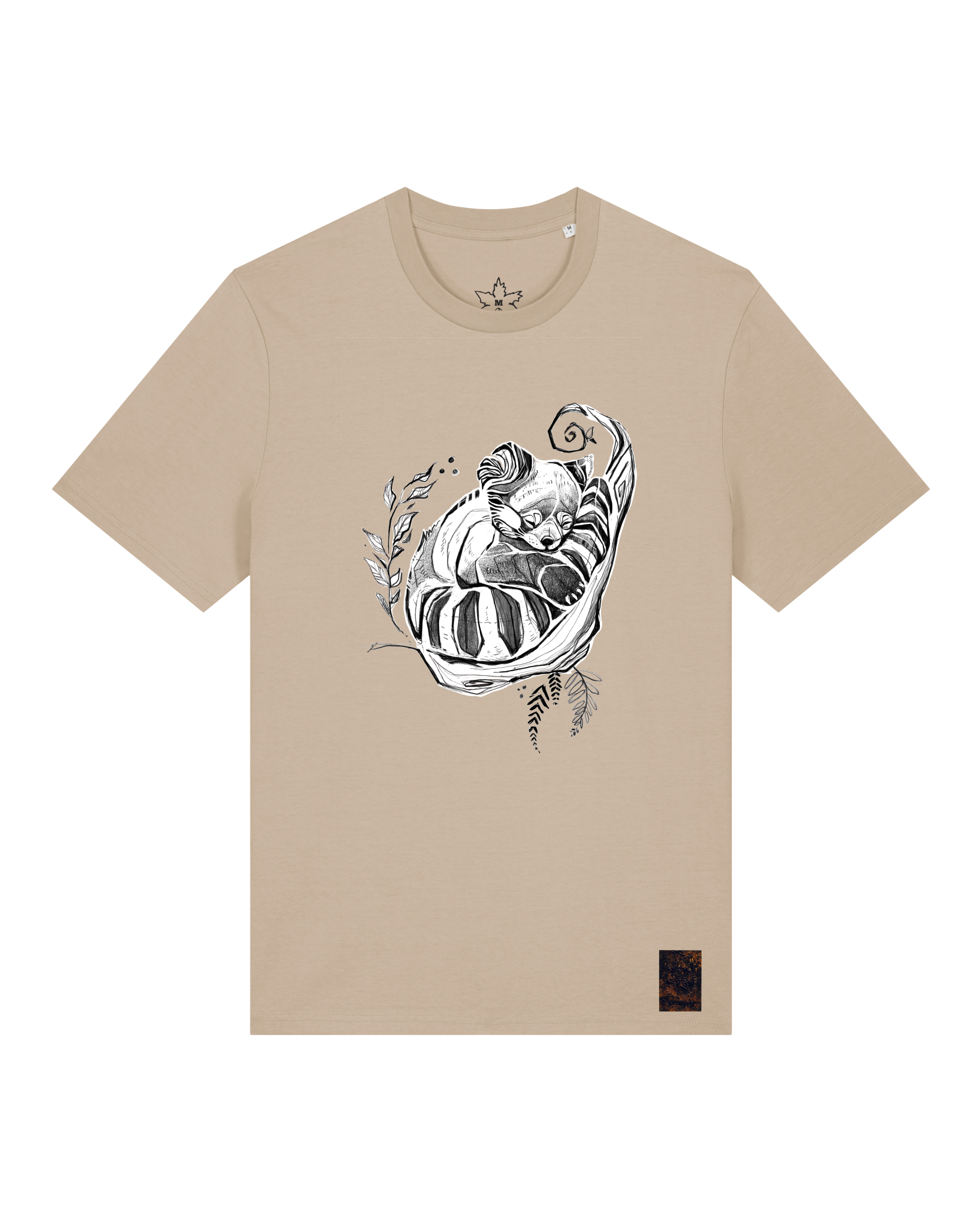 bio-unisex-medium fit-tshirt-waschbärchen-sttu169-treibsand-front