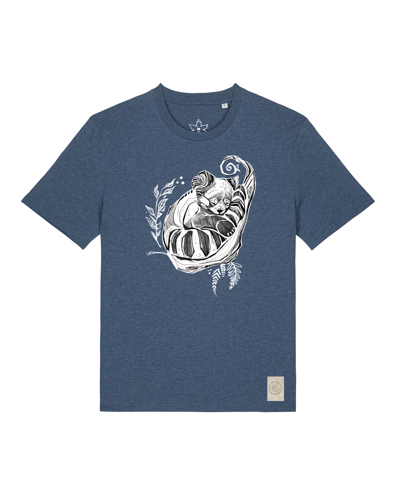 bio-unisex-medium fit-tshirt-waschbärchen-sttu169-walblau-front