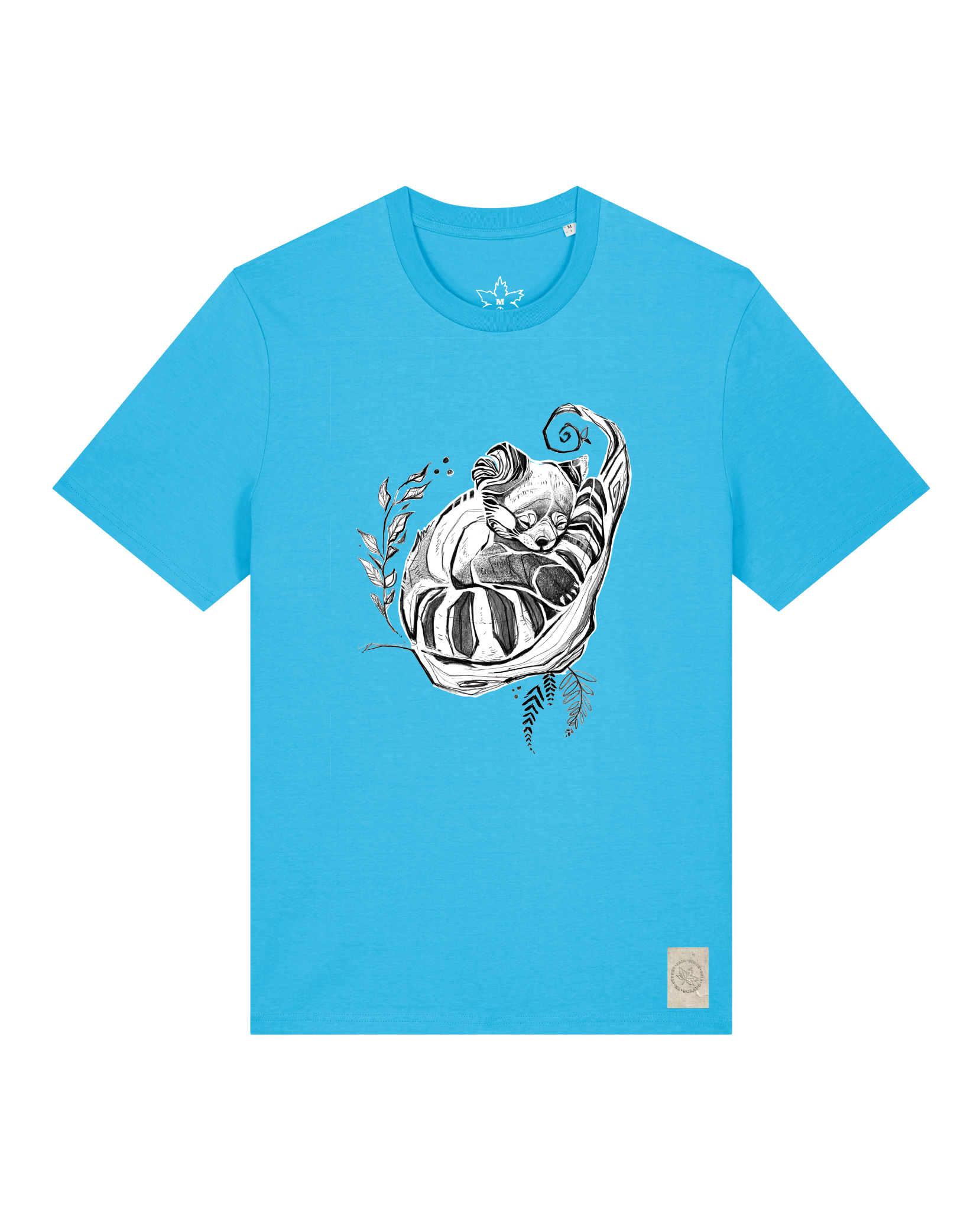 bio-unisex-medium fit-tshirt-waschbärchen-sttu169-wasserblau-front