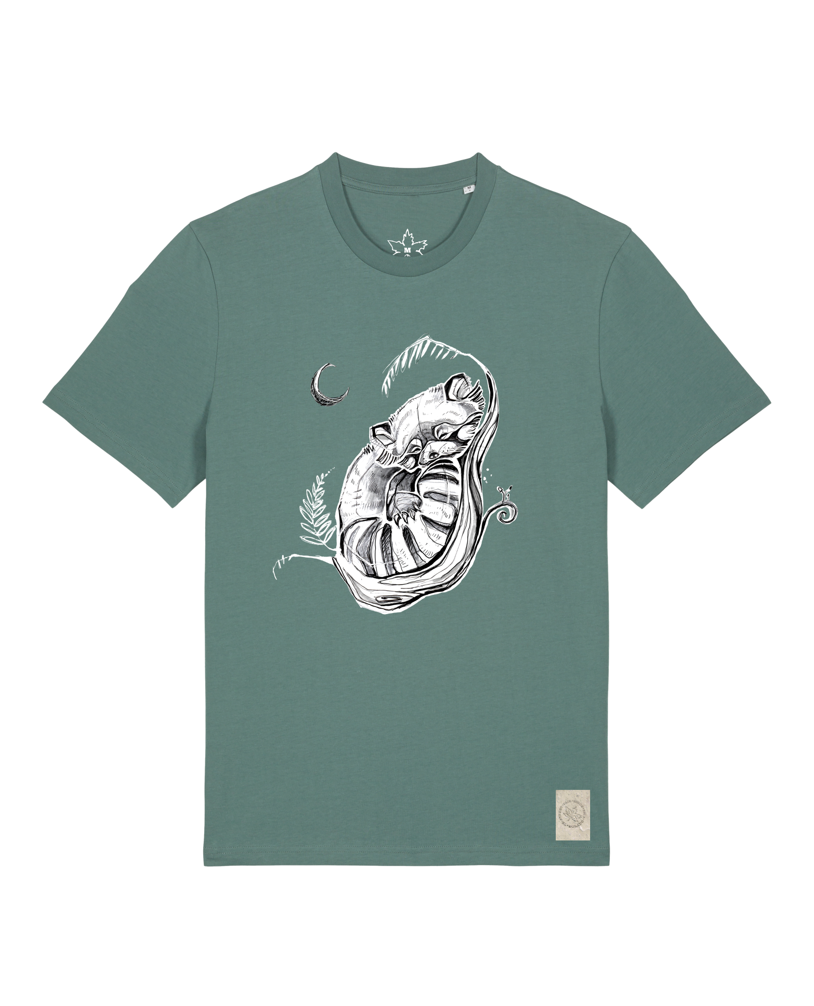 bio-unisex-medium fit-tshirt-waschbärchen 2-sttu169-blautanne-front