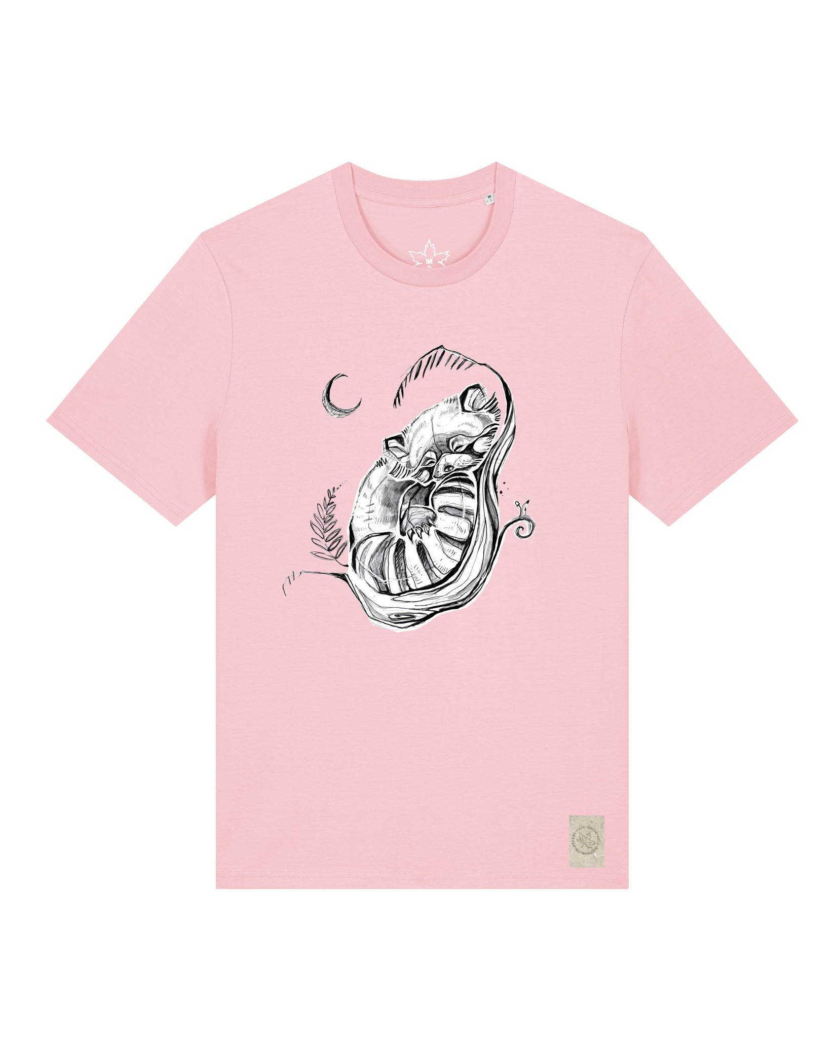 bio-unisex-medium fit-tshirt-waschbärchen 2-sttu169-flamingo-front