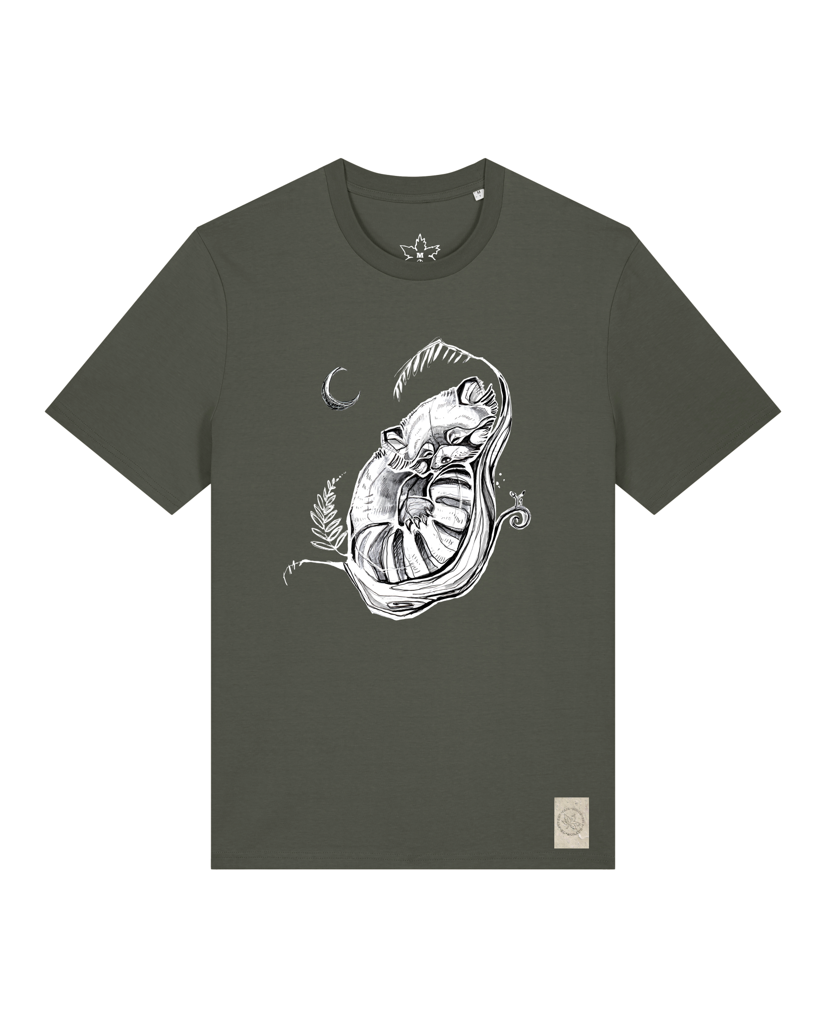 bio-unisex-medium fit-tshirt-waschbärchen 2-sttu169-grunkohl-front