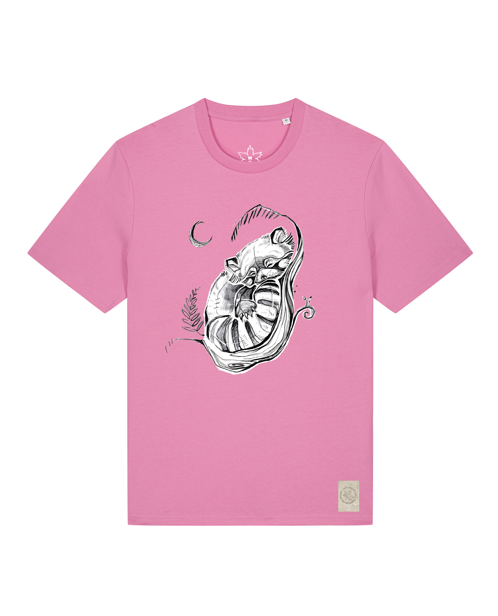 bio-unisex-medium fit-tshirt-waschbärchen 2-sttu169-kaugummi-front