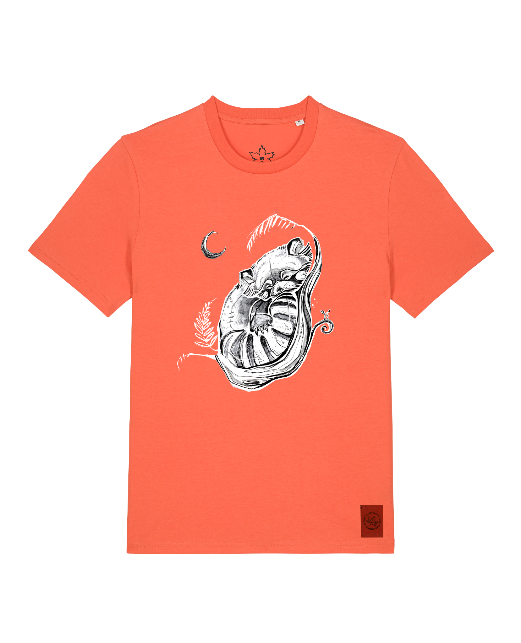 bio-unisex-medium fit-tshirt-waschbärchen 2-sttu169-mandarine-front