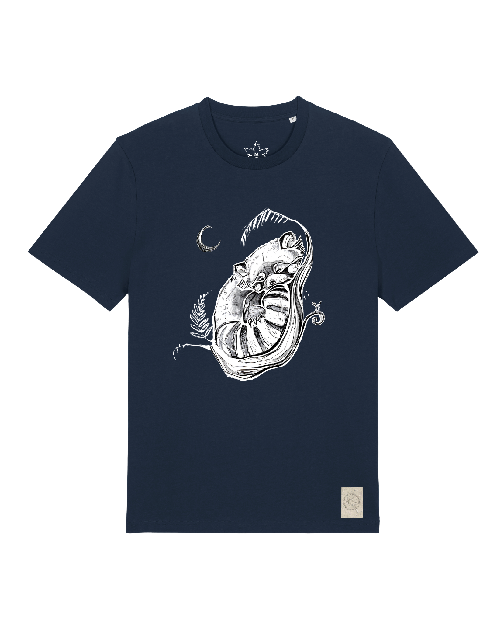 bio-unisex-medium fit-tshirt-waschbärchen 2-sttu169-marine-front