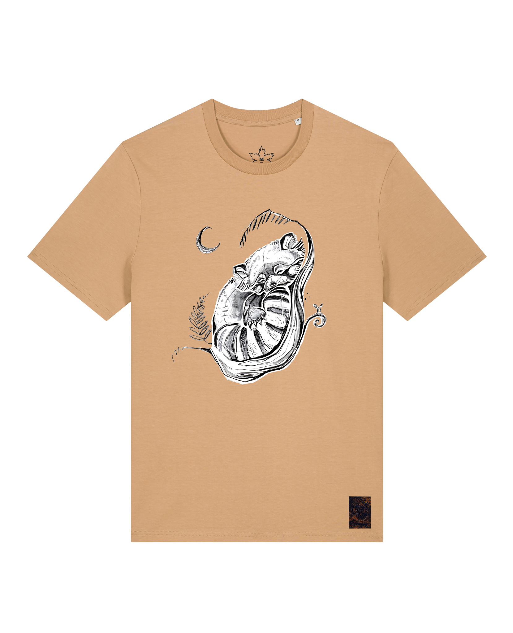 bio-unisex-medium fit-tshirt-waschbärchen 2-sttu169-meersand-front