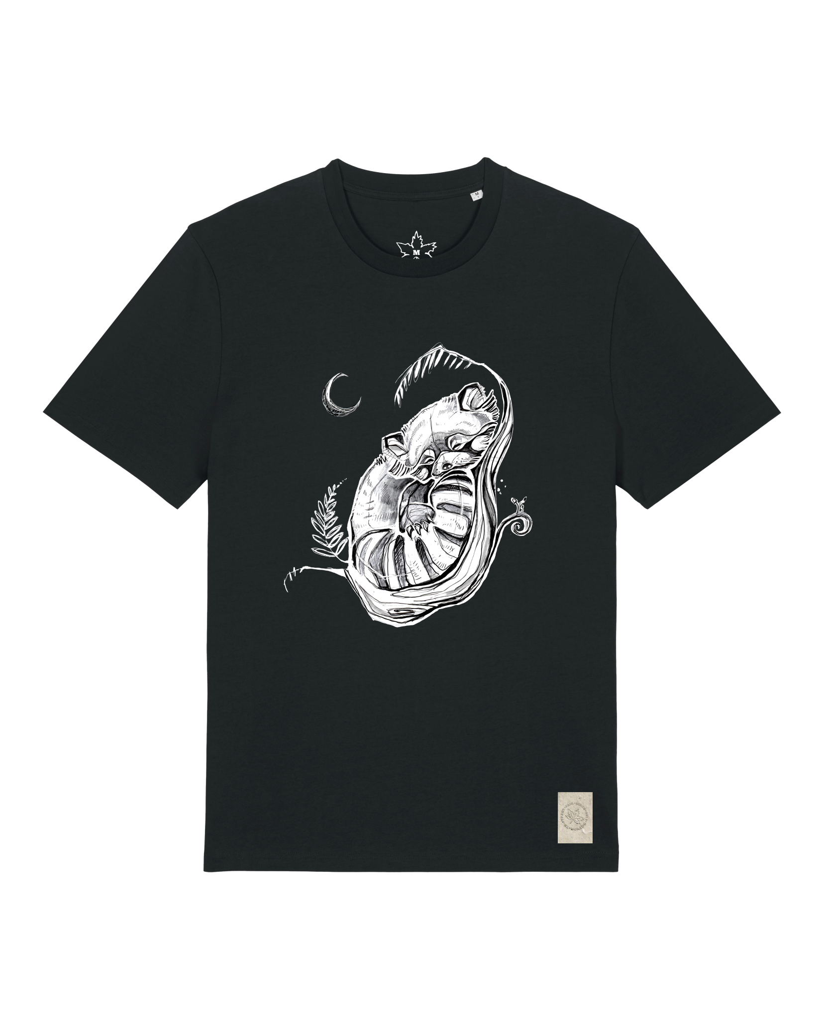 bio-unisex-medium fit-tshirt-waschbärchen 2-sttu169-schwarz-front