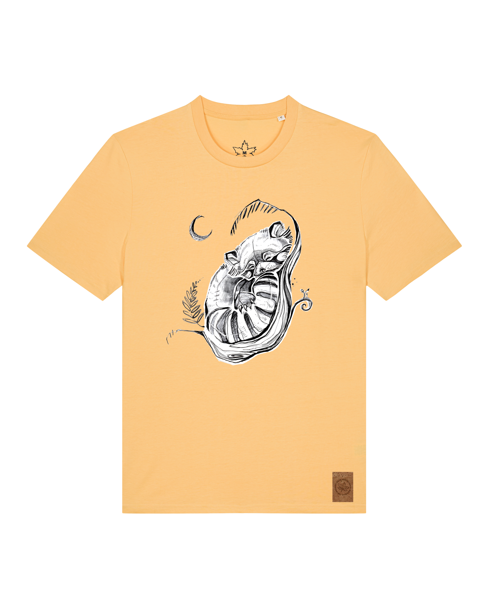 bio-unisex-medium fit-tshirt-waschbärchen 2-sttu169-senfkorn-front