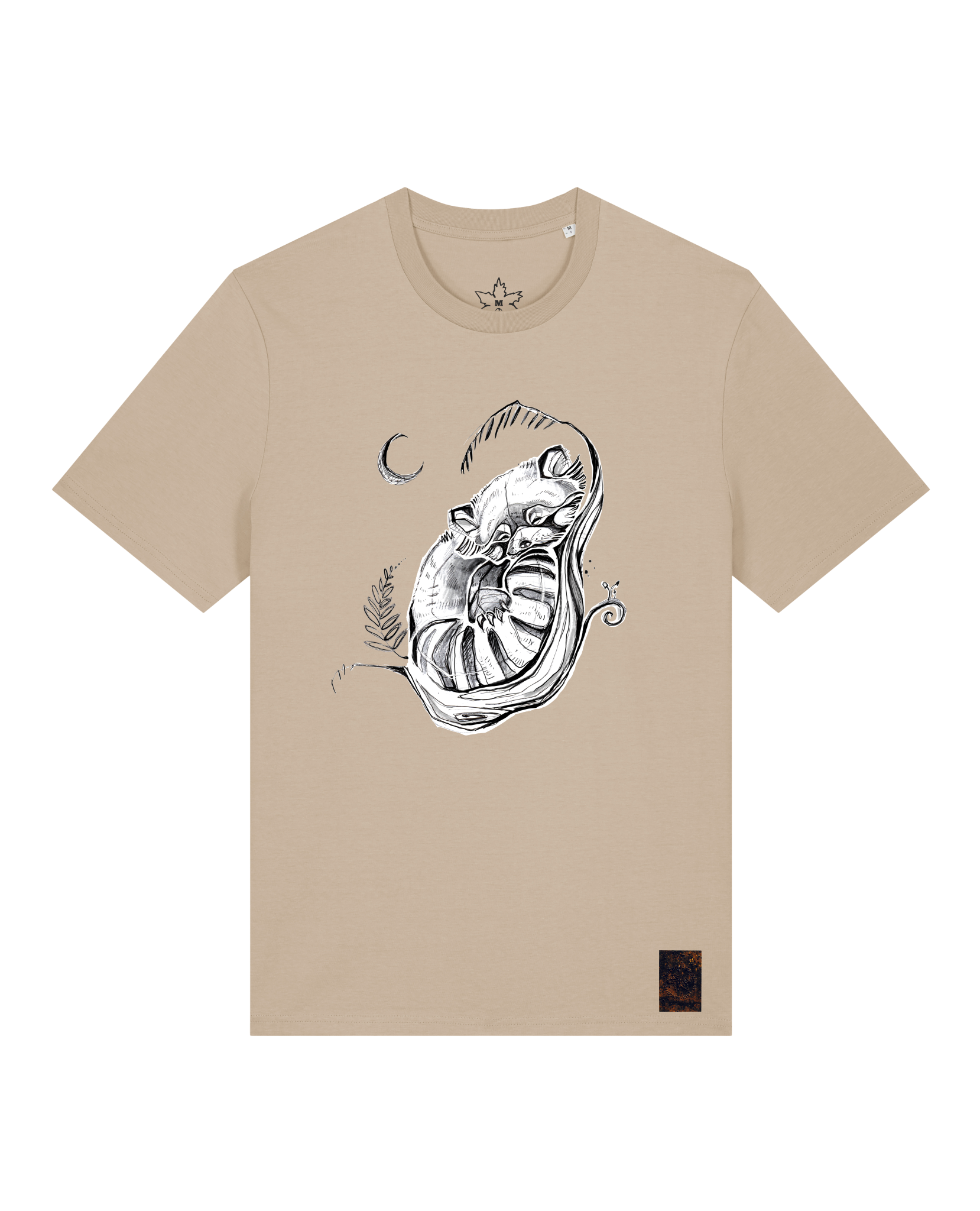 bio-unisex-medium fit-tshirt-waschbärchen 2-sttu169-treibsand-front