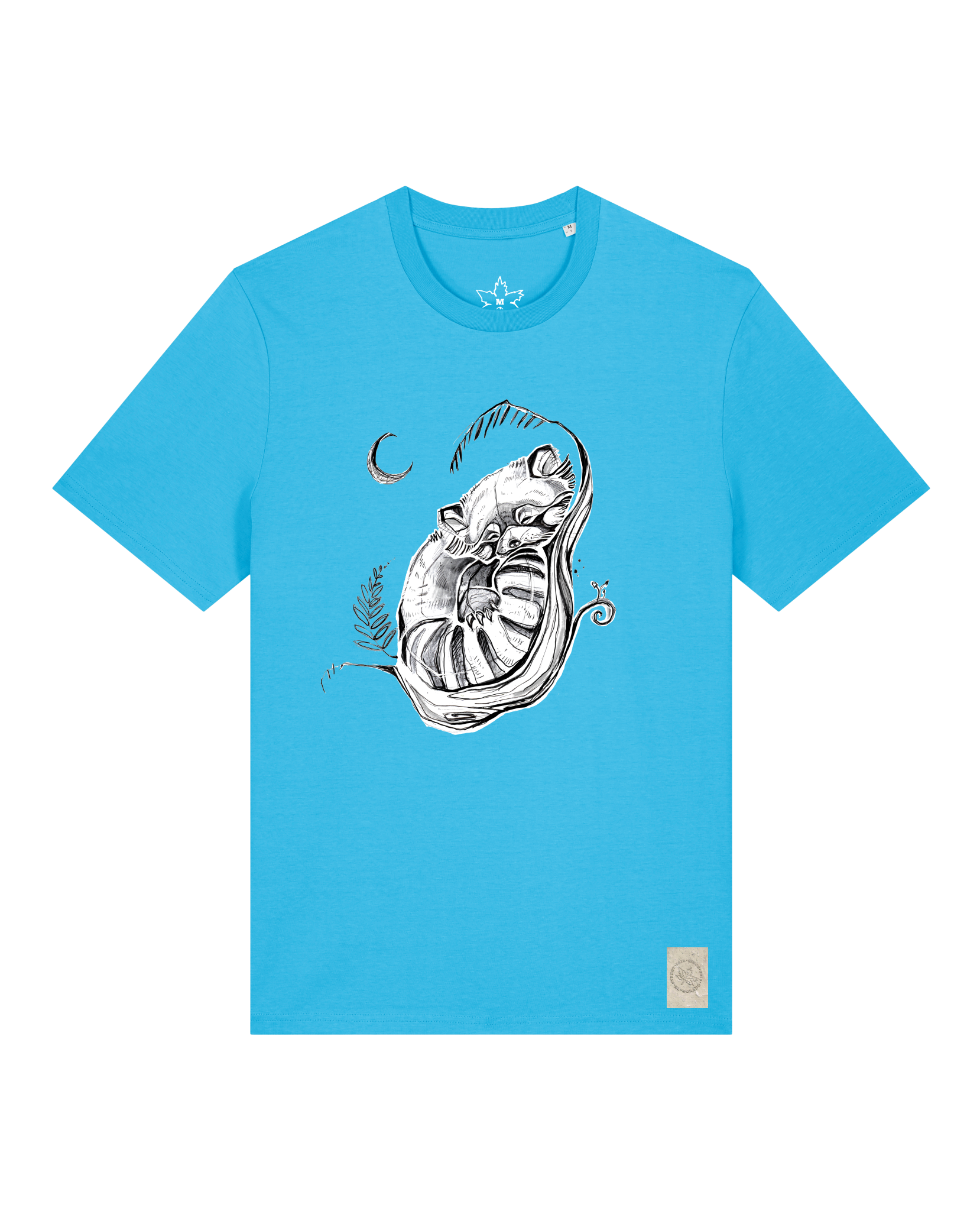 bio-unisex-medium fit-tshirt-waschbärchen 2-sttu169-wasserblau-front