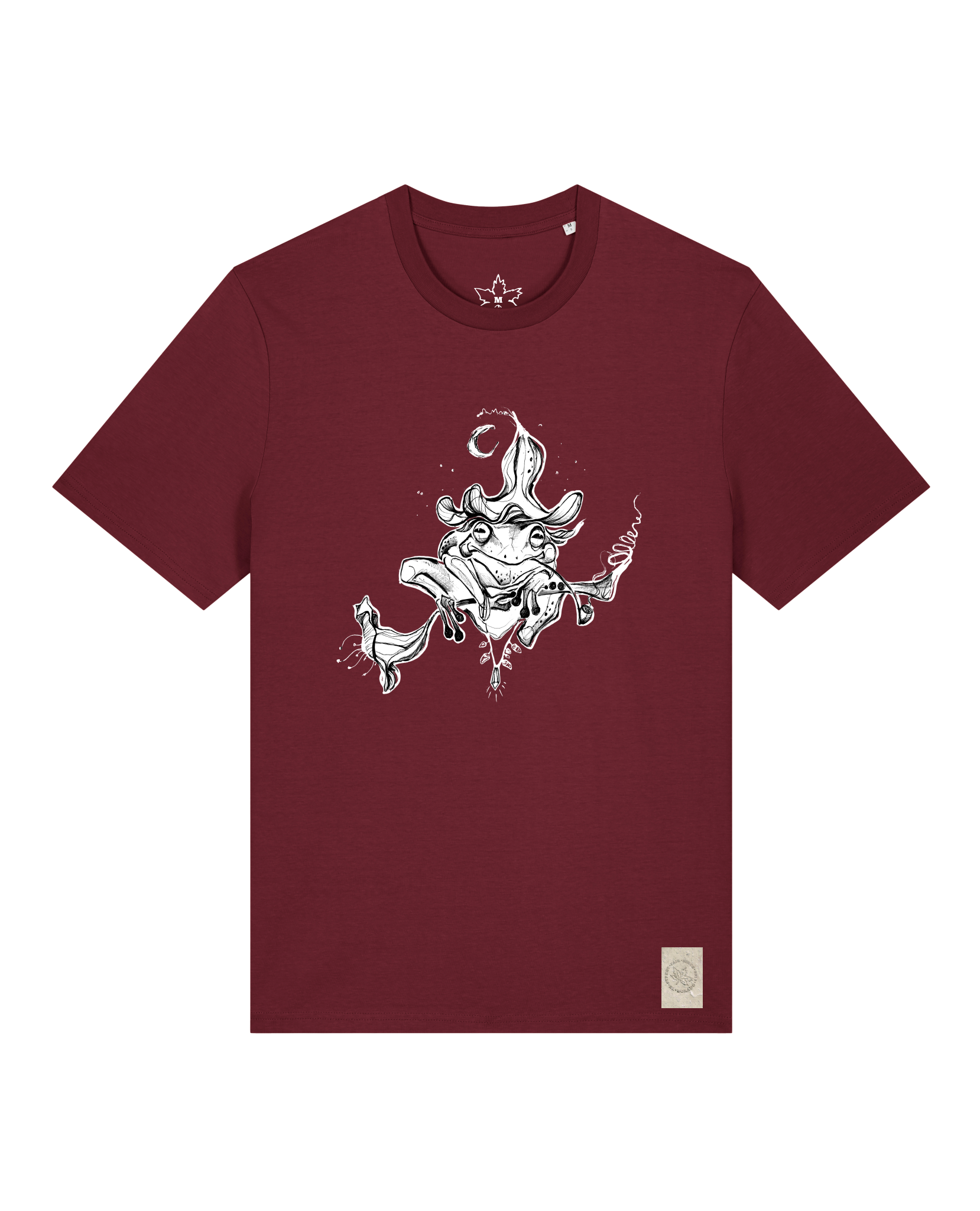 bio-unisex-medium fit-tshirt-zauberfrosch-sttu169-burgunder rot-front